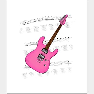 Guitar Tab Electric Guitarist Music Notation Musician (Pink) Posters and Art